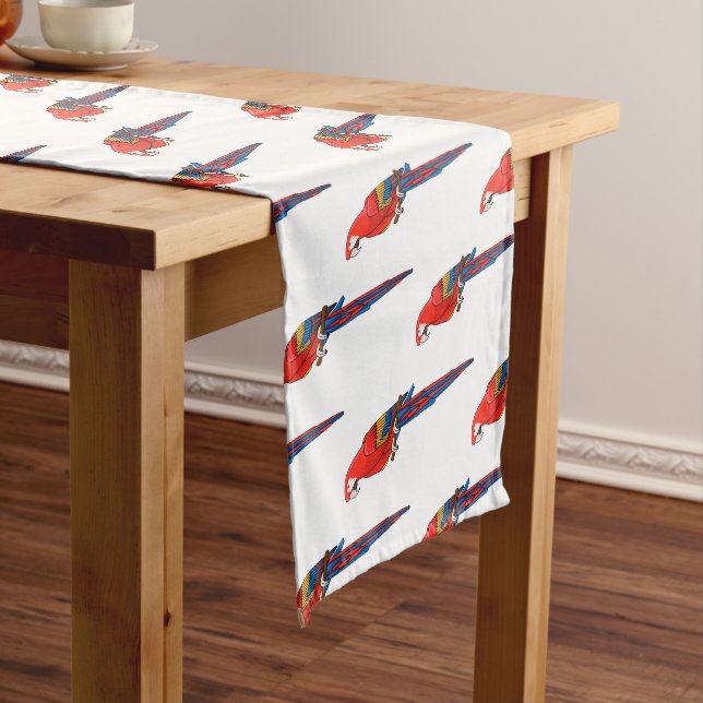Chemin De Table Court Illustration du perroquet de macaw Scarlet (In Situ)