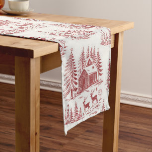 Chemin De Table Court Illustration vintage rennes et maisons hiver