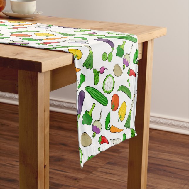Chemin De Table Court Illustrations Motifs de légumes mixtes (In Situ)