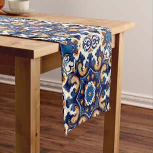 Chemin De Table Court Indigo Azulejo Bleu Portugais Lisbonne Talavera