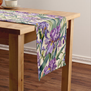 Chemin De Table Court Iris violet sur Ecru Scroll