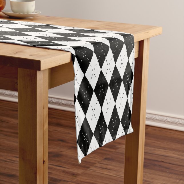 Chemin De Table Court Jacquard noir et blanc (In Situ)
