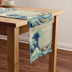 Chemin De Table Court Japon vintage, Grande vague au large de la chaîne