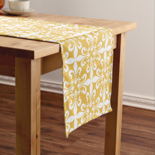 Chemin De Table Court Jaune de French Fleur de Lys Pattern