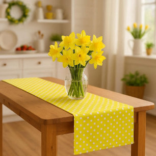 Chemin De Table Court Jaune narcisse à pois
