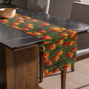 Chemin De Table Court Jolie Tulipes Orange Floral