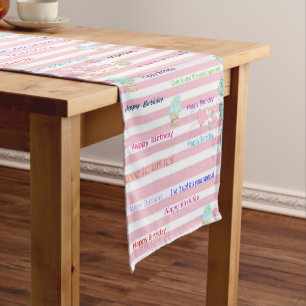 Chemin De Table Court Joyeux Anniversaire Célébrez Pink Short Table Runn