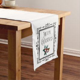 Chemin De Table Court Joyeux Noël de Noël Holly Sprig et Robing