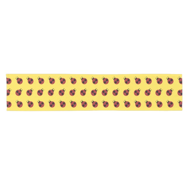 Chemin De Table Court Ladybug 60s rétro cool rouge jaune (Horizontal)