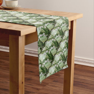 CHEMIN DE TABLE COURT LE MUGUET ROMANTIQUE