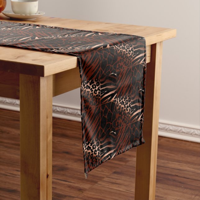 Chemin De Table Court Léopard, Zèbre, Giraffe, Motif de tigre (In Situ)