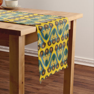 Chemin De Table Court les années 70 motif jaune de tulipe de style