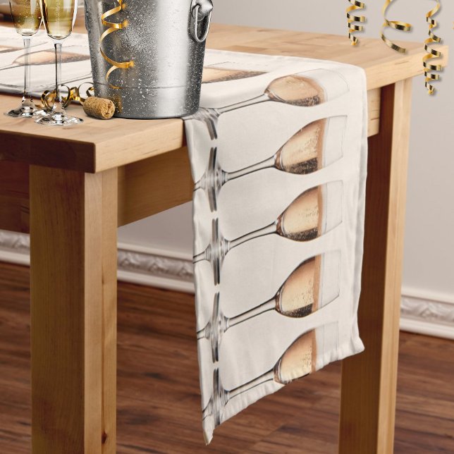 Chemin De Table Court Ligne de Fête des Lunettes de Champagne Rose (Créateur téléchargé)