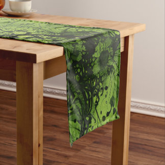 Chemin De Table Court Lime Green Grunge with Black Accents