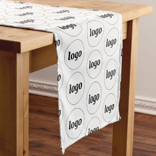 Chemin De Table Court Logo Motif Business Promotion Branding Blanc