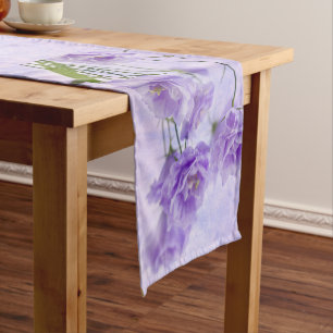 Chemin De Table Court Macro Fleurs Campanella Violet