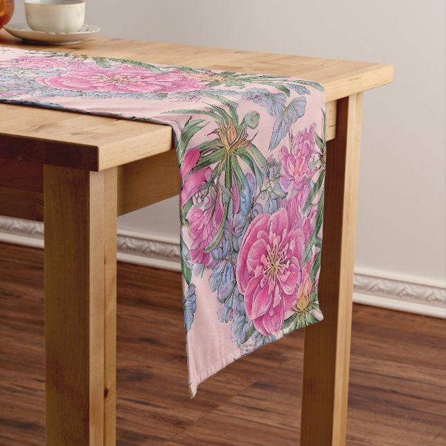 Chemin De Table Court Magnifique floral rose  (In Situ)