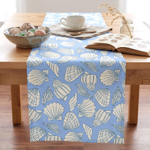 Chemin De Table Court Maison de plage coquillage bleu cottage