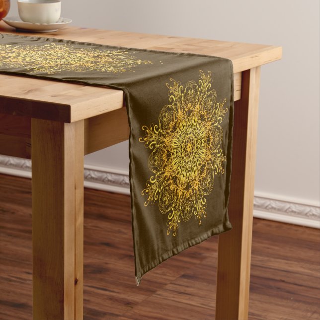 Chemin De Table Court Mandala. floral ethnique (In Situ)
