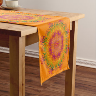 Chemin De Table Court Mandala. floral ethnique