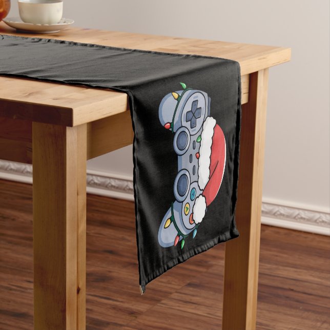 Chemin De Table Court Manette de jeu vidéo chapeau de Noël Santa Gamer (In Situ)