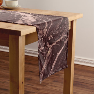 Chemin De Table Court Marbre Bourgogne Profond Aspect Luxueux Moderne