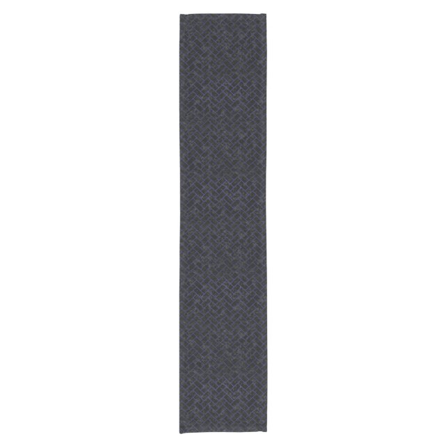 CHEMIN DE TABLE COURT MARBRE BRICK2 NOIR ET CUIR BLEU (Devant)