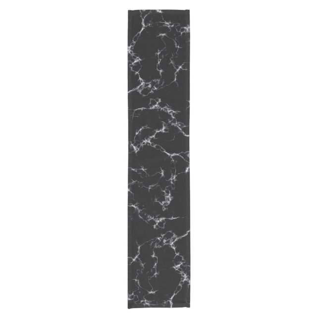 Chemin De Table Court Marbre élégant style4 - noir et blanc (Devant)