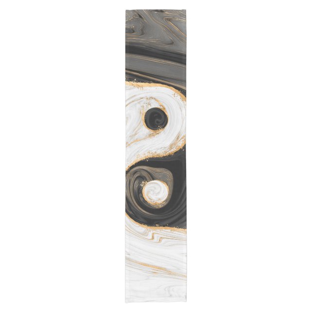 Chemin De Table Court Marbre liquide Yin Yang (Devant)