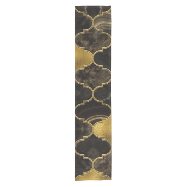 Chemin De Table Court Marbre noir et or marocain (Devant)