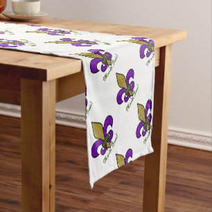 Chemin De Table Court Mardi Gras Fleur De Lis Coloré