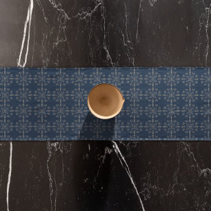 Chemin De Table Court Marine Bleu classique Silver Snowflakes Élégant Pe