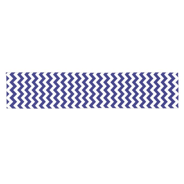 Chemin De Table Court Marine et coureur blanc de Tableau de zigzag (Horizontal)