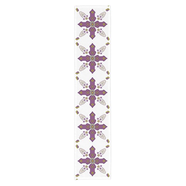 Chemin De Table Court Marocain Fleur Printemps Arabesque Croix Tablerunn (Devant)