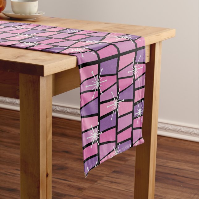 Chemin De Table Court MCM géométrique Abstrait rose violet (In Situ)