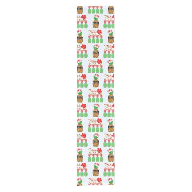 Chemin De Table Court Mele Kalikimaka Hawaiian Pineappy Joyeux Noël (Devant)