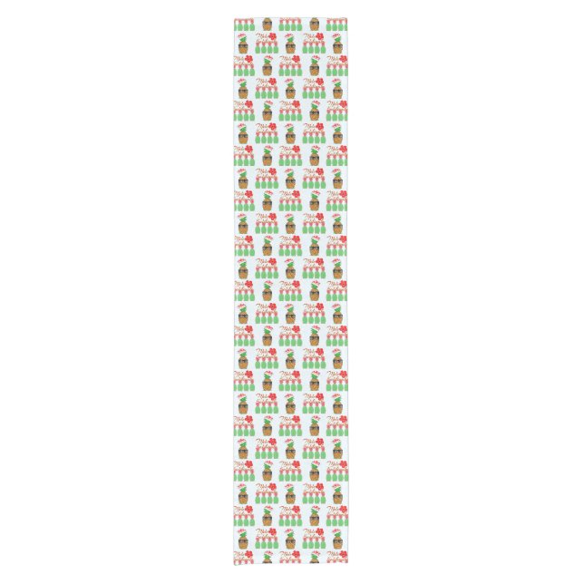 Chemin De Table Court Mele Kalikimaka Hawaiian Pineappy Joyeux Noël (Devant)
