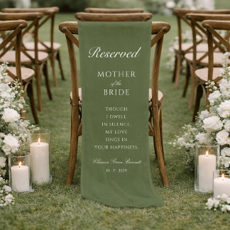 Chemin De Table Court Mère de la mariée Sage Bannière de mariage commémo