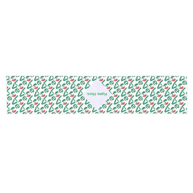 Chemin De Table Court Mexique Coeur Drapeau Vert AMOUR (Horizontal)