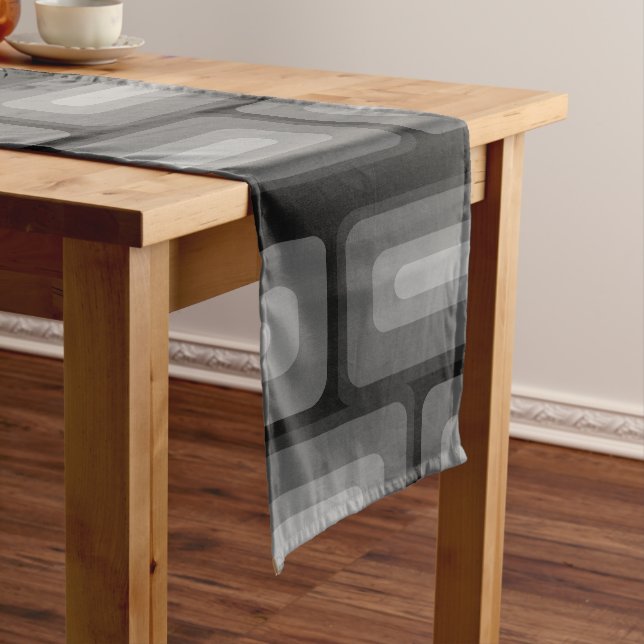 Chemin De Table Court Mi-Siècle Moderne Long Rectangles gris foncé (In Situ)