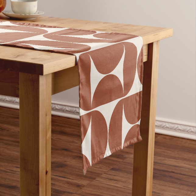Chemin De Table Court Mi-siècle Moderne Motif rouille Terracotta (In Situ)