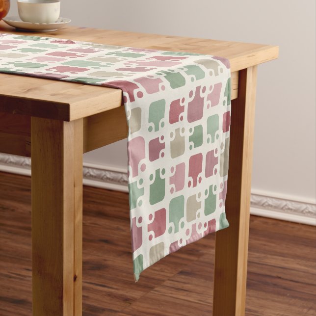 Chemin De Table Court Mid-Century moderne Noël Motif (In Situ)