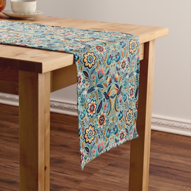 Chemin De Table Court Modèle floral mexicain (In Situ)