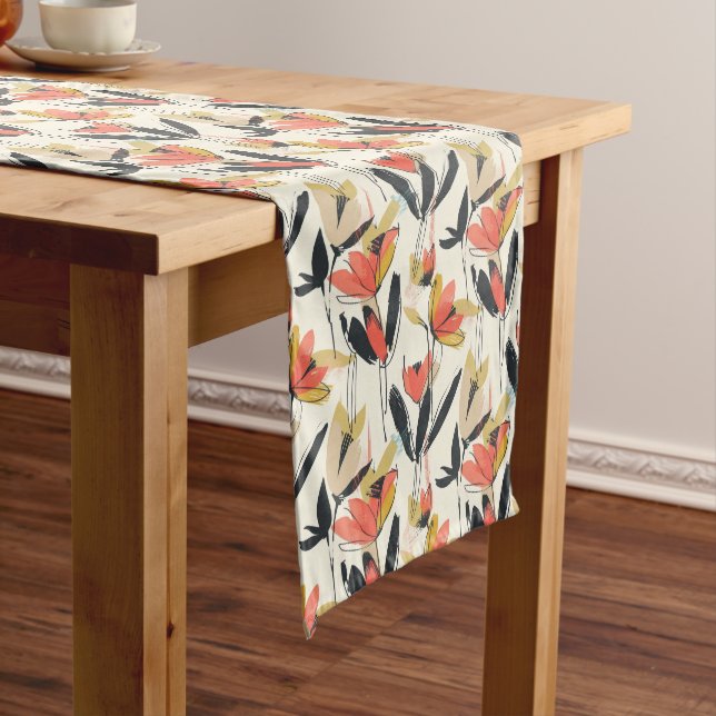 Chemin De Table Court Modern Abstract Spring Floral Table Runner (In Situ)