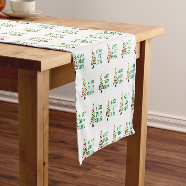 Chemin De Table Court Moderne Merry Everything Holiday Tree Motif (In Situ)