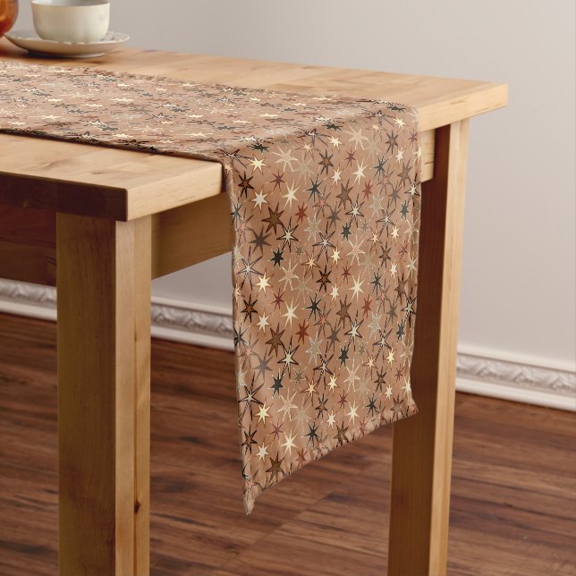 Chemin De Table Court Moderne Starburst Print, Café Brown et beige (In Situ)