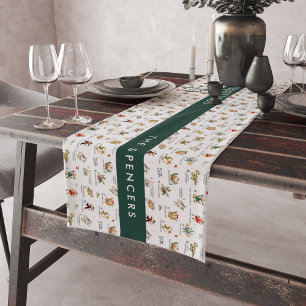 Chemin De Table Court Monogramme des 12 Jours de Noël
