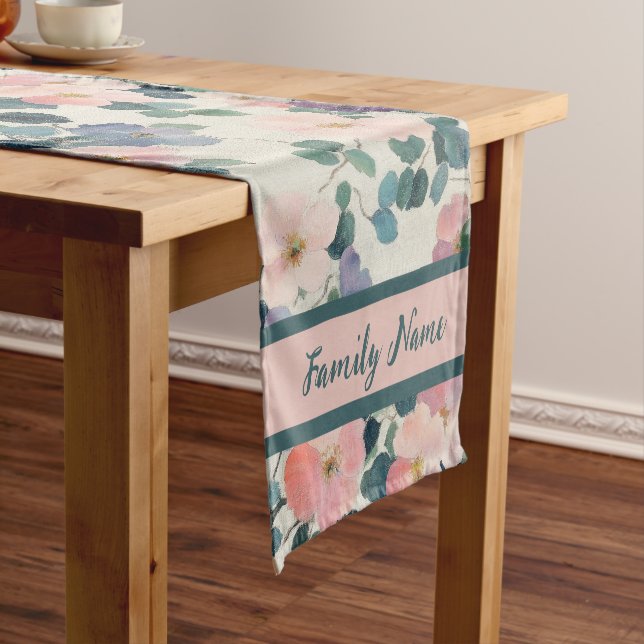 Chemin De Table Court Monogramme floral (In Situ)
