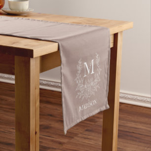 Chemin De Table Court Monogramme Initial Rustique Nom de Famille Personn