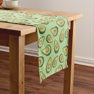 Chemin De Table Court Monogramme vert Motif illustré d'Avocado